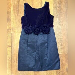 Janie and Jack Blue Velvet Rosette Dress size 4